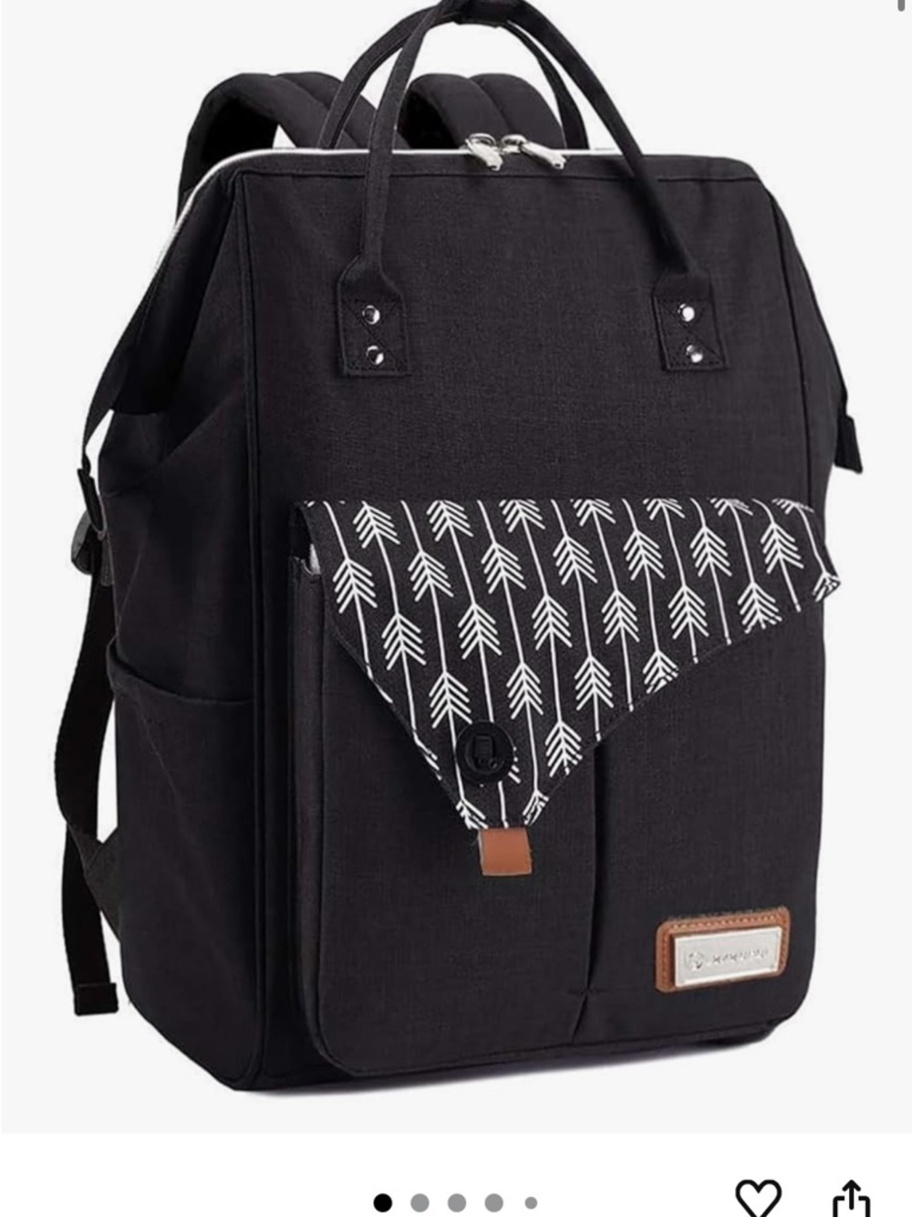 TRENDY Diaper Bag Backpack Black Arrow Print Multi Pocket Mom Bag